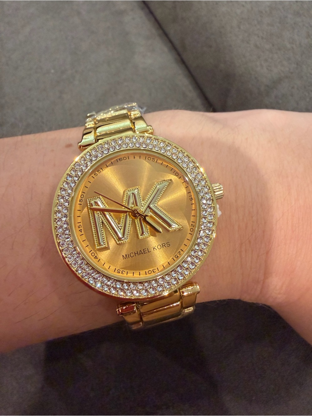 Michael Kors Gold Crystal-Accent MK Logo Women's Watch